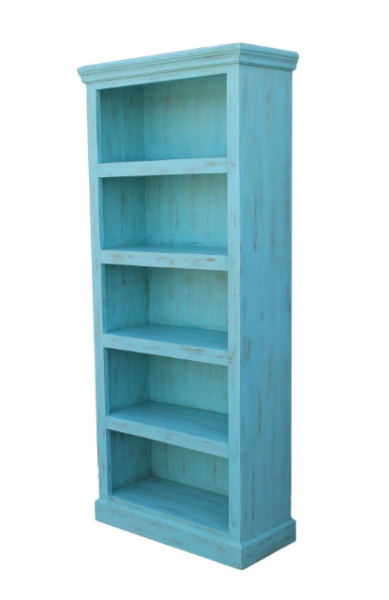 Shabby Chic Look Bücherregal aus Massivholz - blau